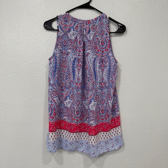 Emma & Olivia‎ Paisley Sleeveless V Neck Tunic Top Blouse Women's Size S - Picture 2 of 7